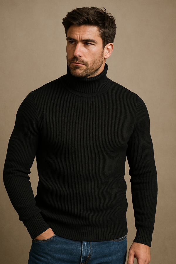 Col Roulé Coton Noir