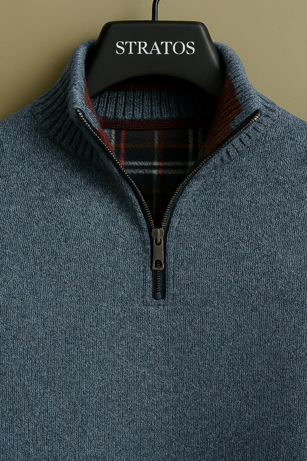 Pull à Col Zippé Bleu
