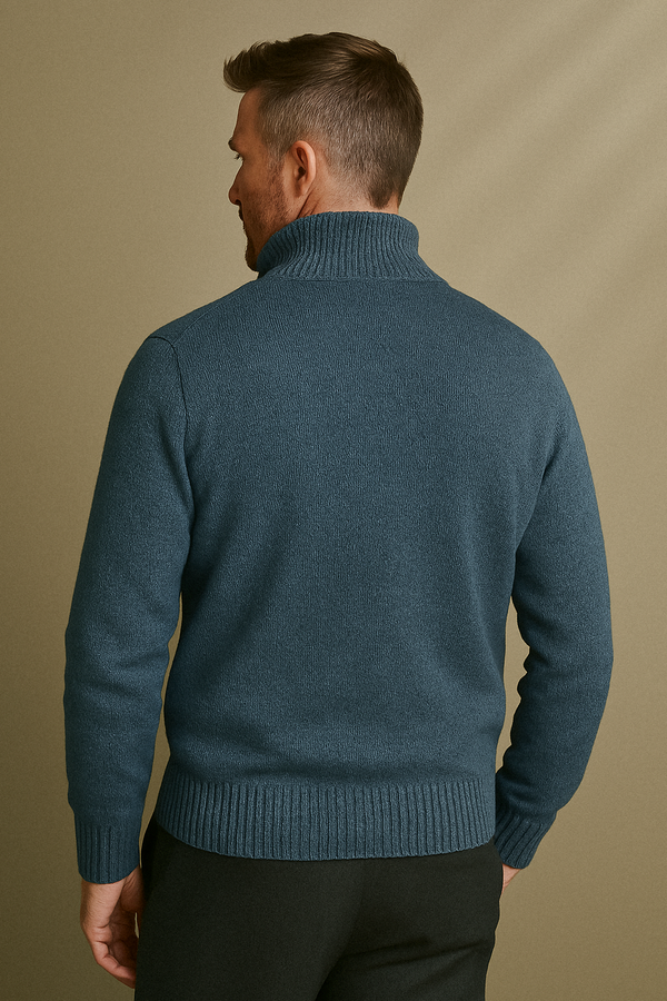Pull à Col Zippé Bleu
