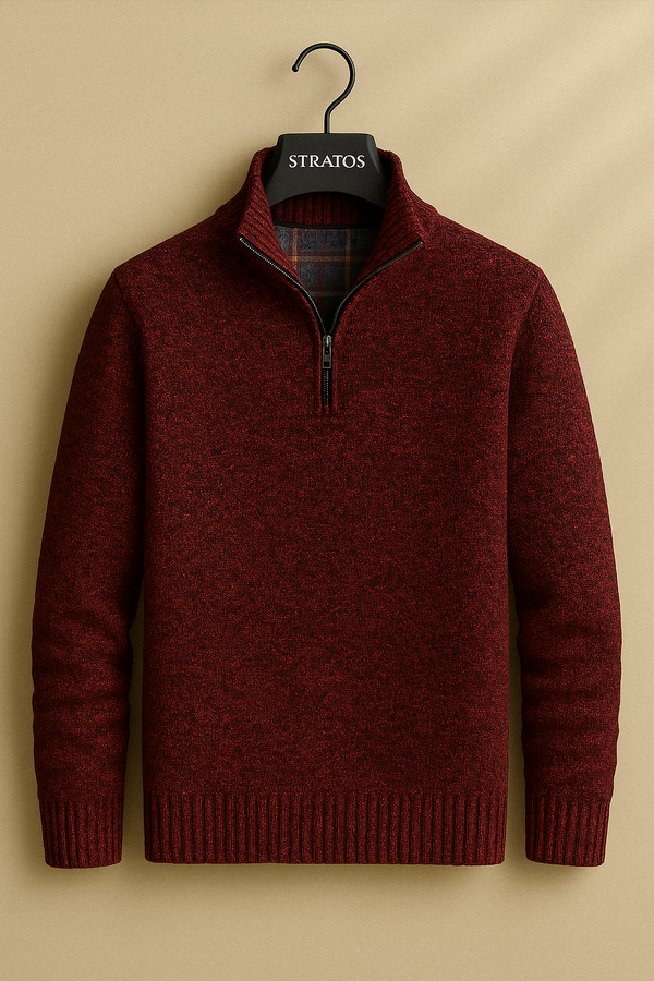 Pull à Col Zippé Rouge