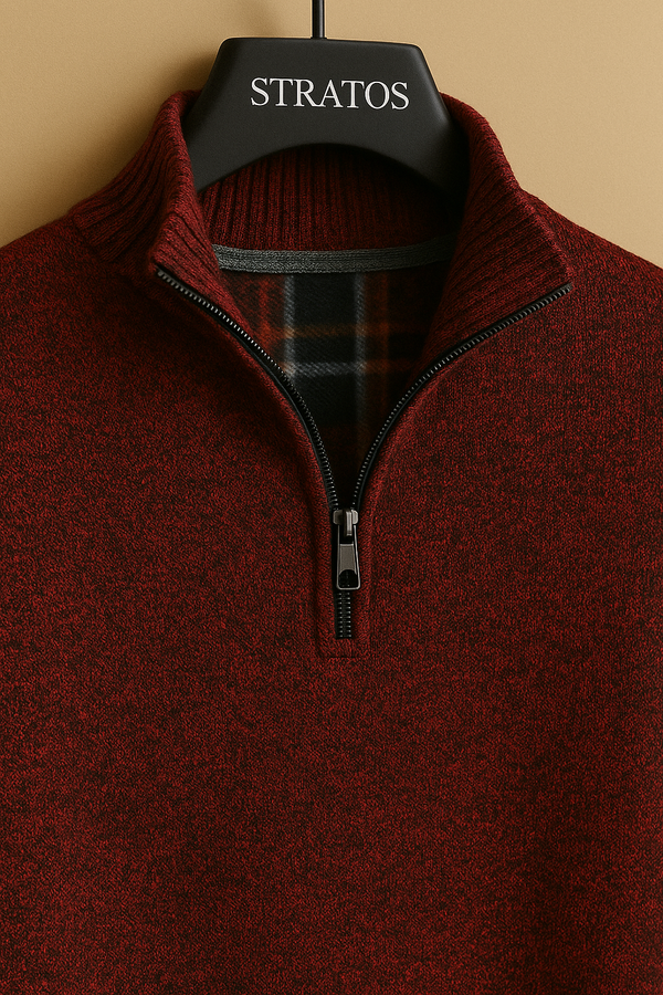 Pull à Col Zippé Rouge