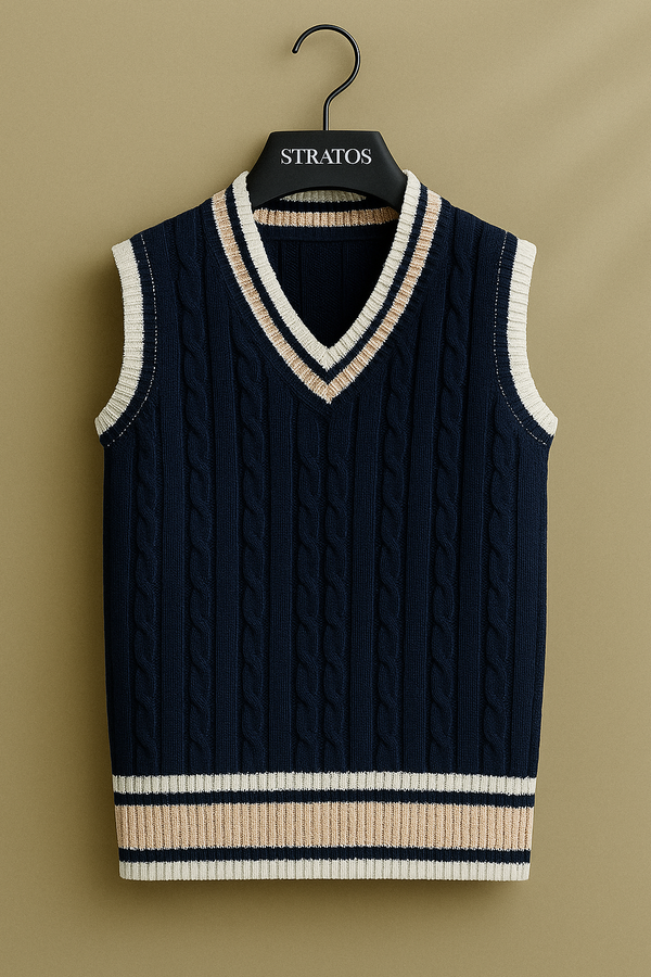 Gilet Torsadé Bleu