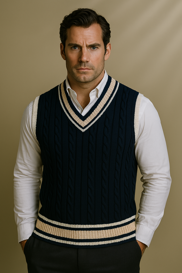 Gilet Torsadé Bleu