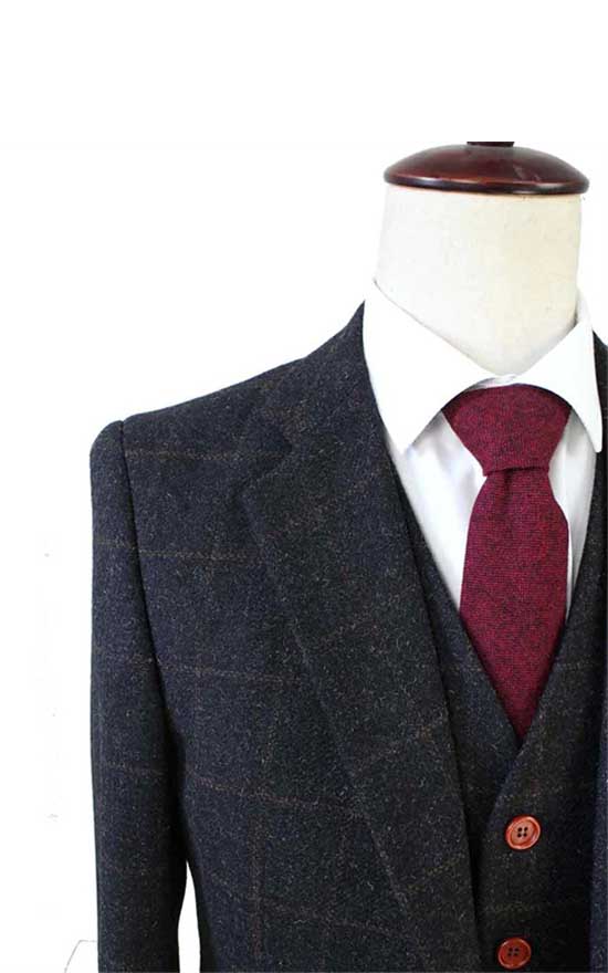 Costume 3P Tweed à Carreaux Anthracite - Stratos