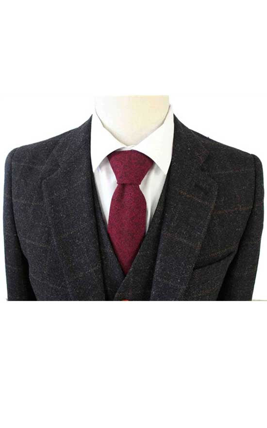 Costume 3P Tweed à Carreaux Anthracite - Stratos