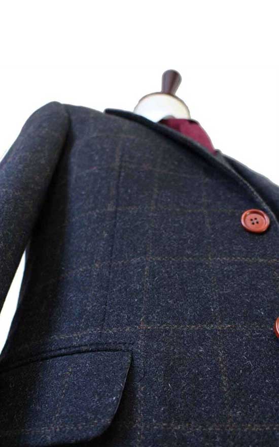 Costume 3P Tweed à Carreaux Anthracite - Stratos