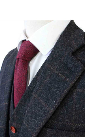 Costume 3P Tweed à Carreaux Anthracite - Stratos