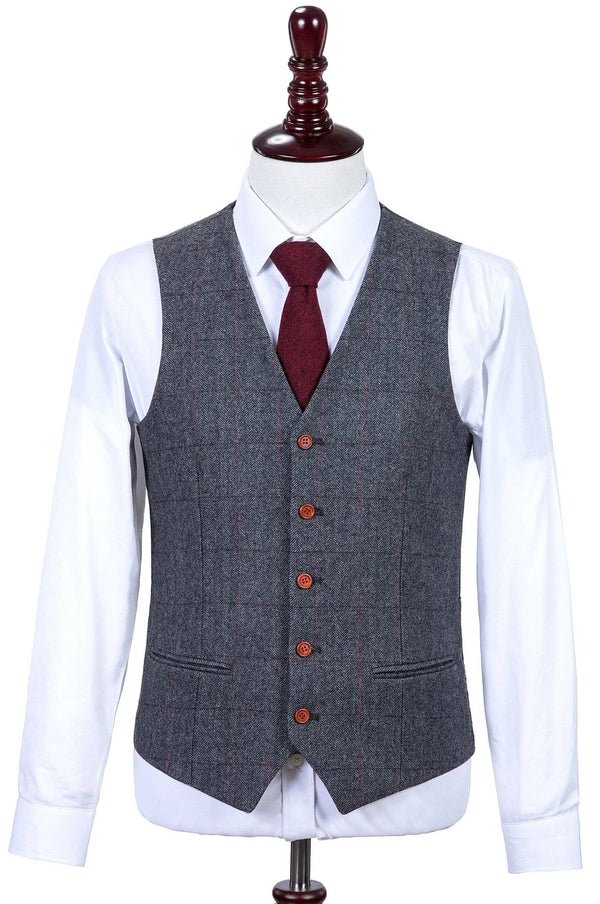 Costume Tweed à Chevrons Gris Moyen - Stratos