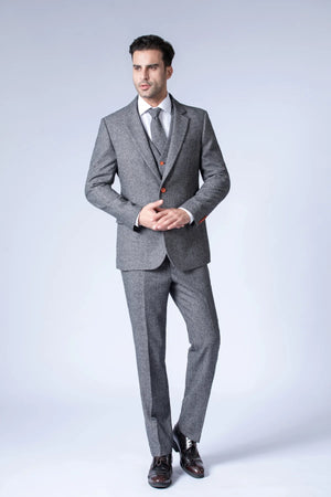 Costume Tweed à Chevrons Gris - Stratos