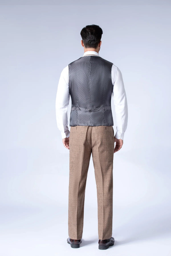 Costume tweed à chevrons Brun - Stratos