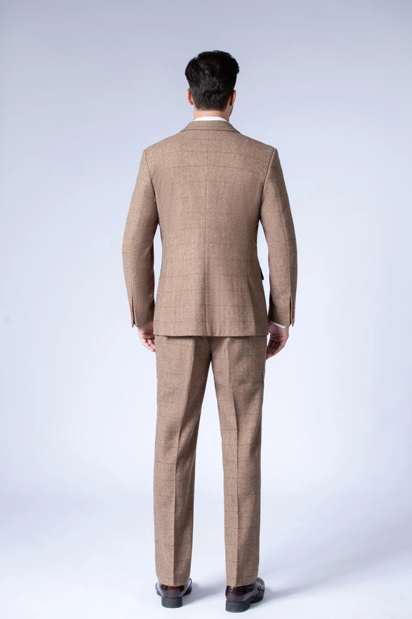Costume tweed à chevrons Brun - Stratos