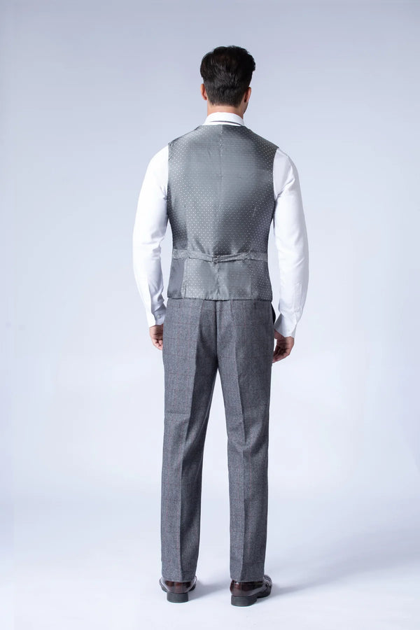 Costume Tweed à Chevrons Gris Moyen - Stratos
