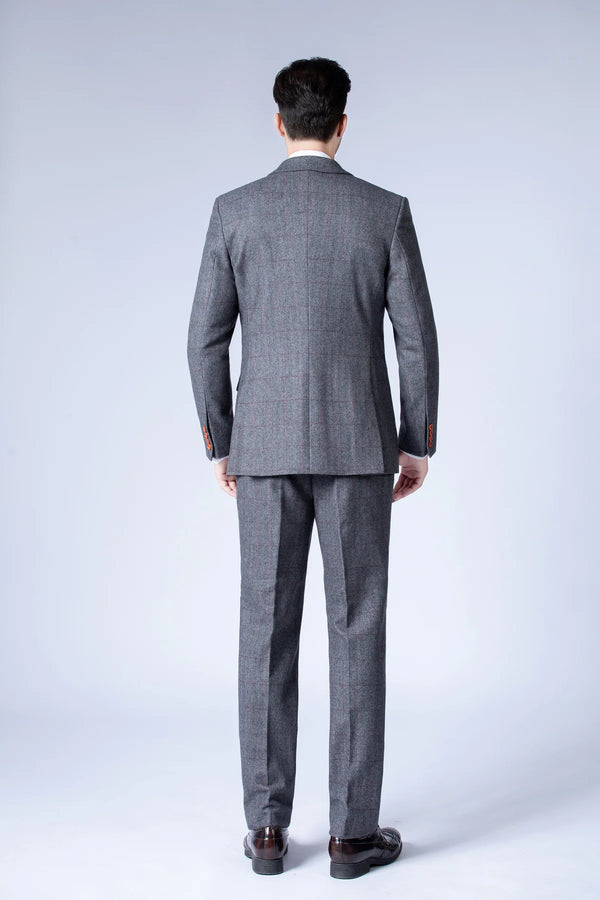 Costume Tweed à Chevrons Gris Moyen - Stratos