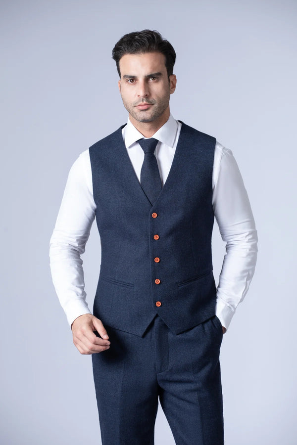 Costume Tweed Barleycorn Navy - Stratos
