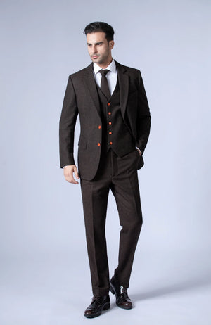 Costume Tweed à Chevrons Marron - Stratos