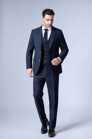 Costume Tweed à Chevrons Navy - Stratos