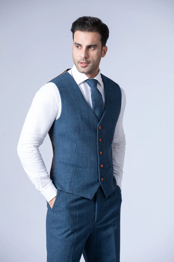 Costume Tweed à Chevrons Bleu - Stratos