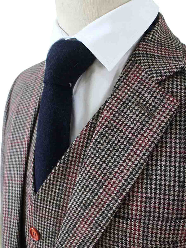 Costume 3P Tweed Pied de Poule Brun - Stratos