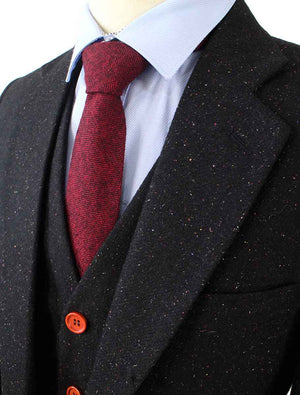 Costume 3P Tweed Tacheté Charbon - Stratos