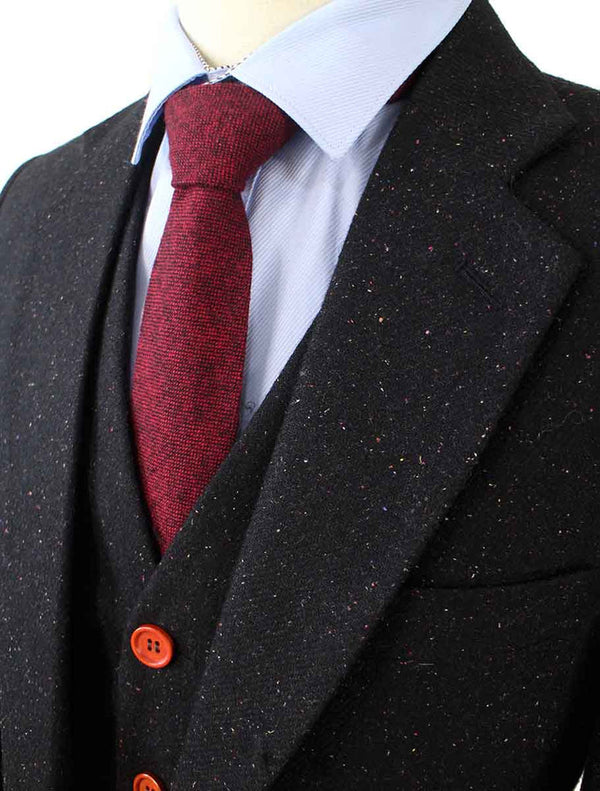 Costume 3P Tweed Tacheté Charbon - Stratos