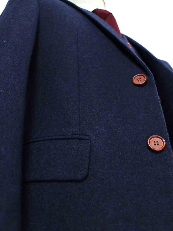 Costume 3P Tweed Barleycorn Navy - Stratos