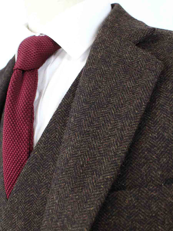 Costume 3P Tweed à Chevrons Marron - Stratos