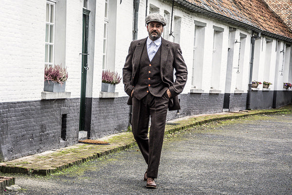 Costume 3P Tweed Barleycorn Marron - Stratos