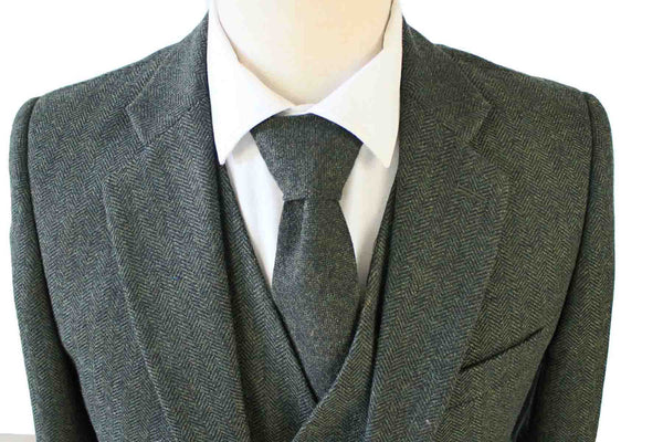 Costume 3P Tweed à Chevrons Vert - Stratos