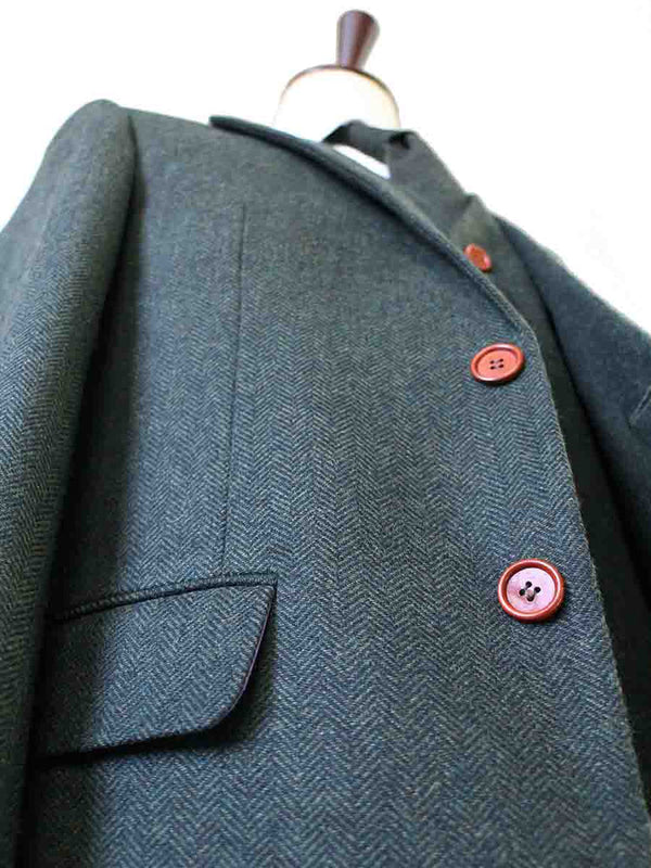 Costume 3P Tweed à Chevrons Vert - Stratos