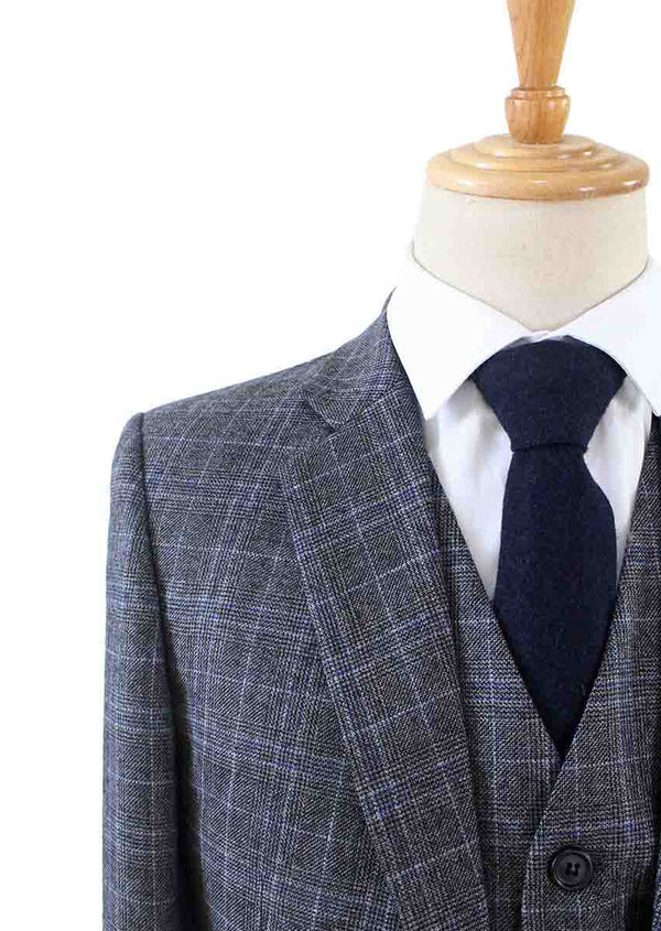 Costume 3P Tweed Prince de Galles Gris-Bleu - Stratos