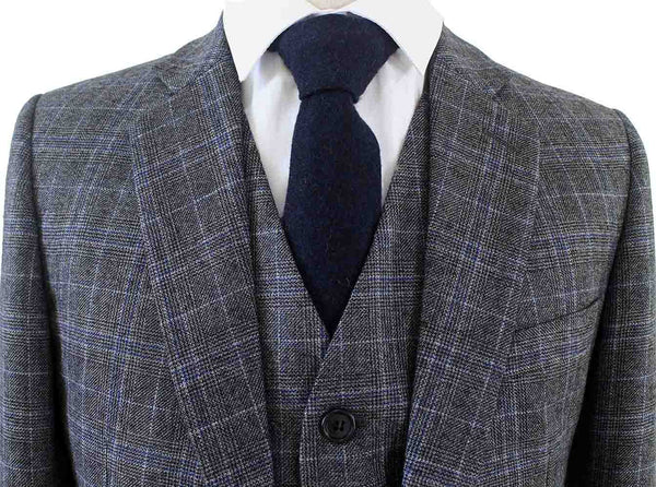 Costume 3P Tweed Prince de Galles Gris-Bleu - Stratos