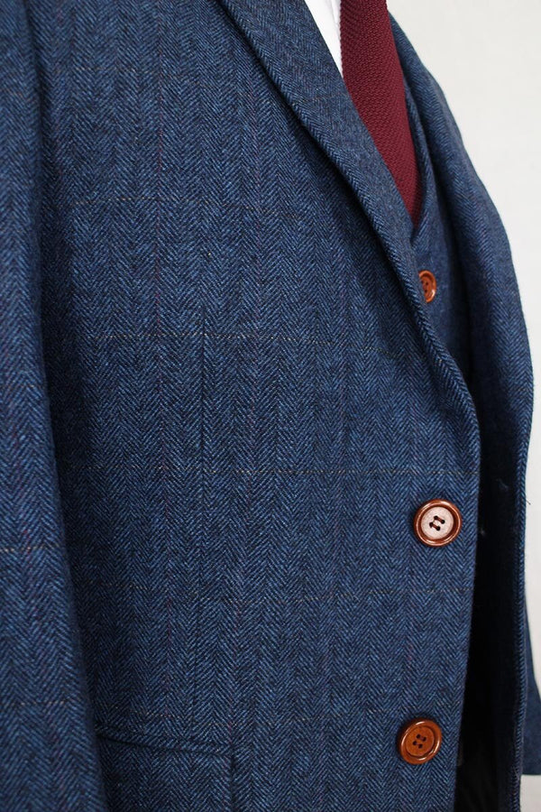 Costume 3P Tweed à Chevrons Bleu - Stratos