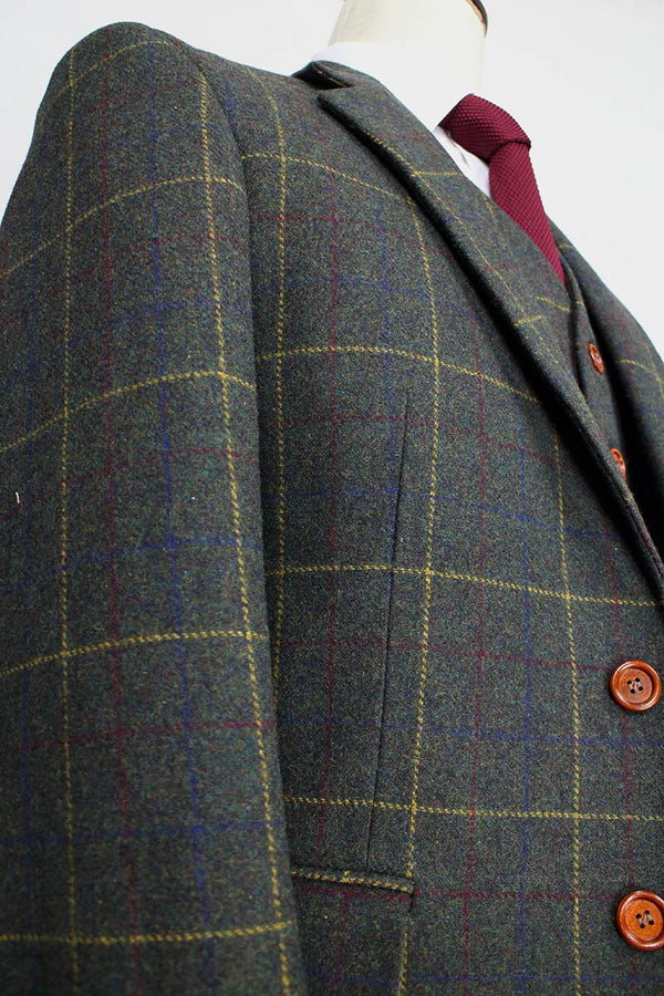 Costume 3P Tweed à Carreaux Vert - Stratos
