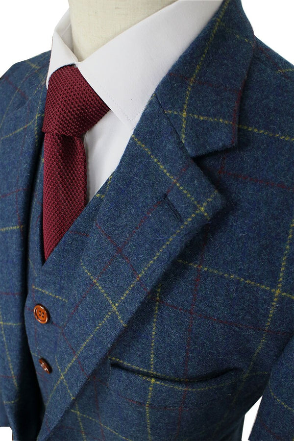 Costume 3P Tweed à Carreaux Bleu - Stratos