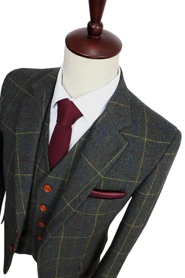 Costume 3P Tweed à Carreaux Vert - Stratos