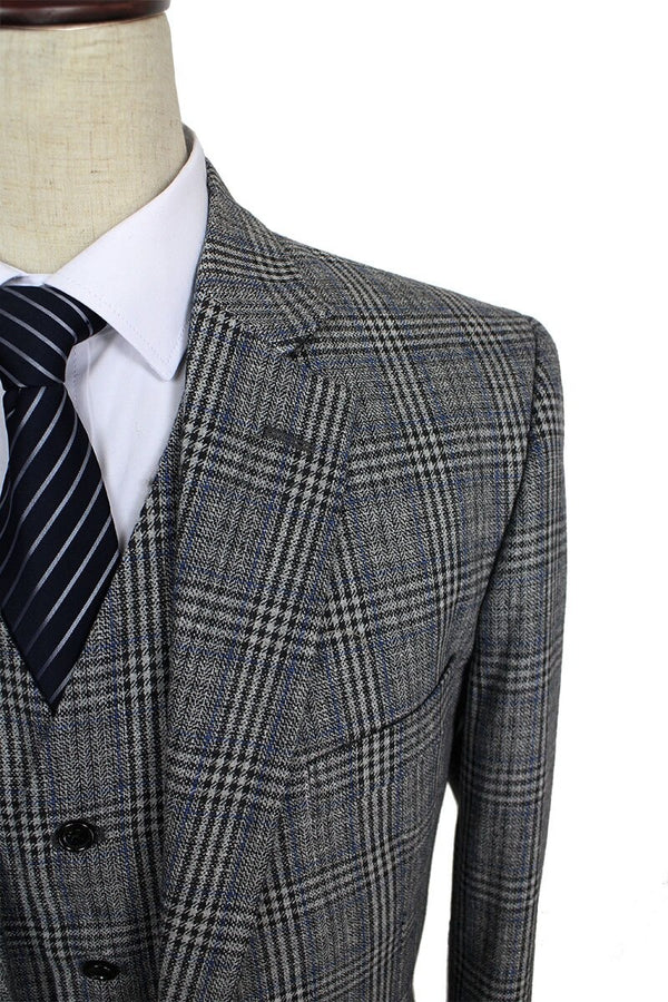 Costume 3P Prince de Galles Tweed Gris - Stratos