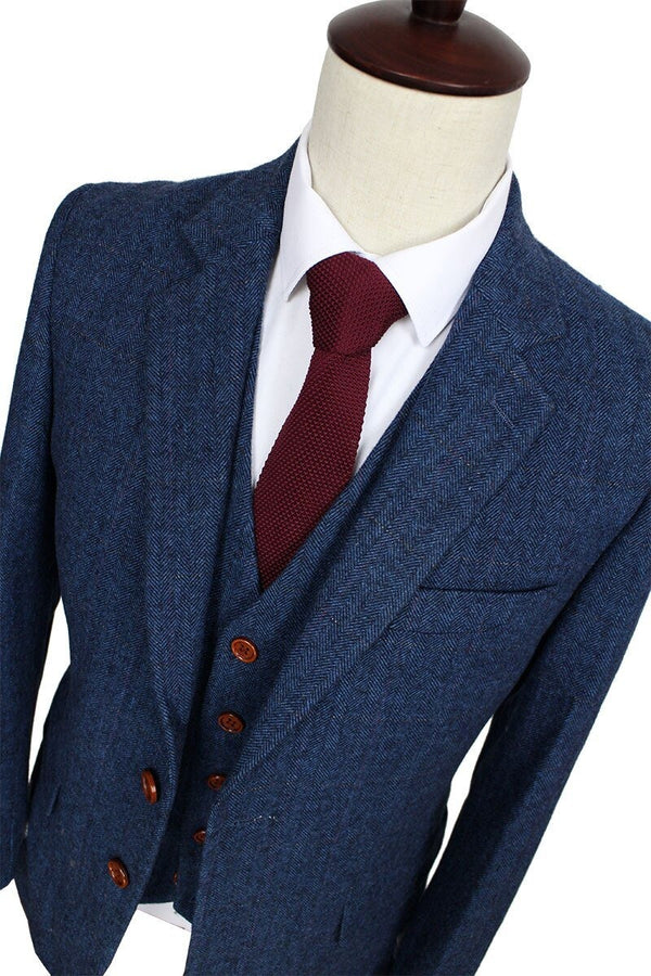 Costume 3P Tweed à Chevrons Bleu - Stratos