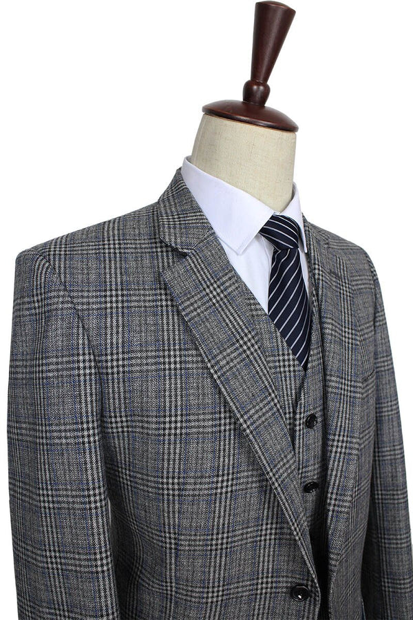 Costume 3P Prince de Galles Tweed Gris - Stratos