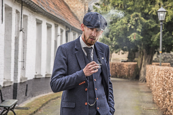 Costume 3P Tweed à Chevrons Navy - Stratos