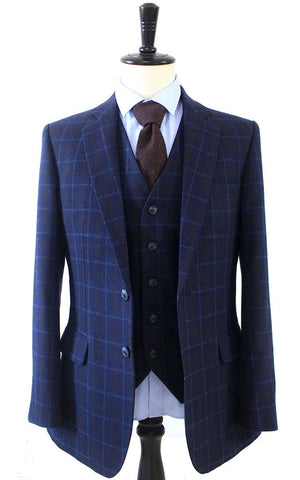 Costume 3P Tweed à Carreaux Navy - Stratos