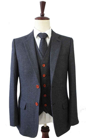 Costume 3P Tweed à Chevrons Charbon - Stratos