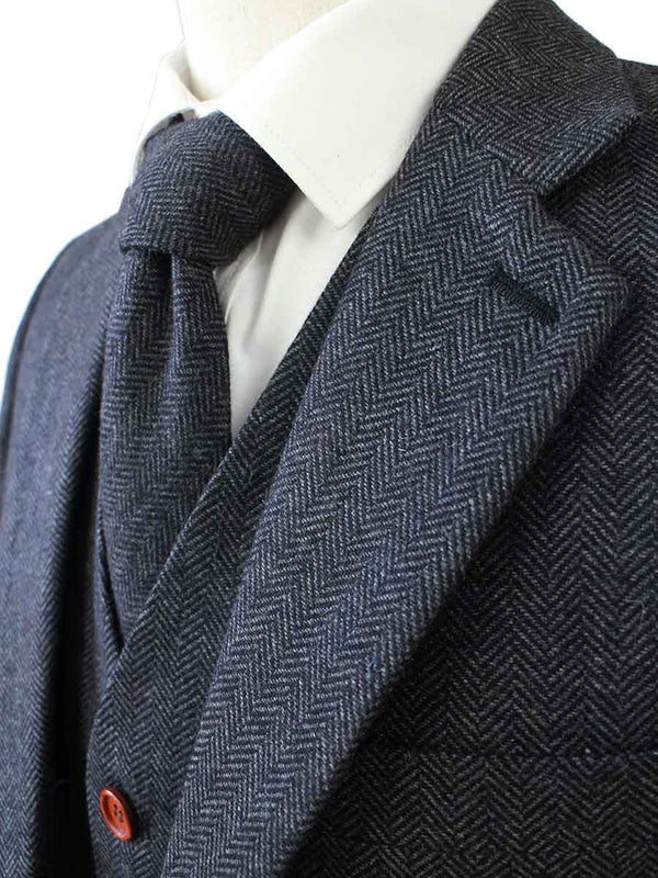 Costume 3P Tweed à Chevrons Charbon - Stratos