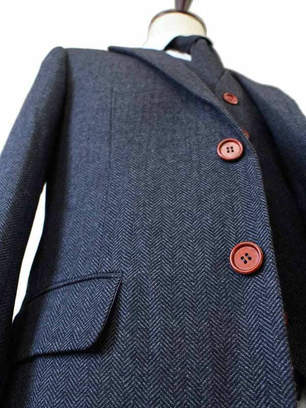 Costume 3P Tweed à Chevrons Charbon - Stratos