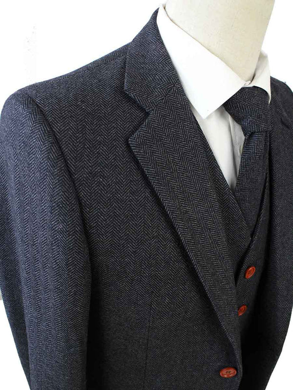Costume 3P Tweed à Chevrons Charbon - Stratos