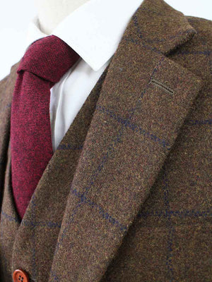 Costume 3P Tweed à Carreaux Brun - Stratos