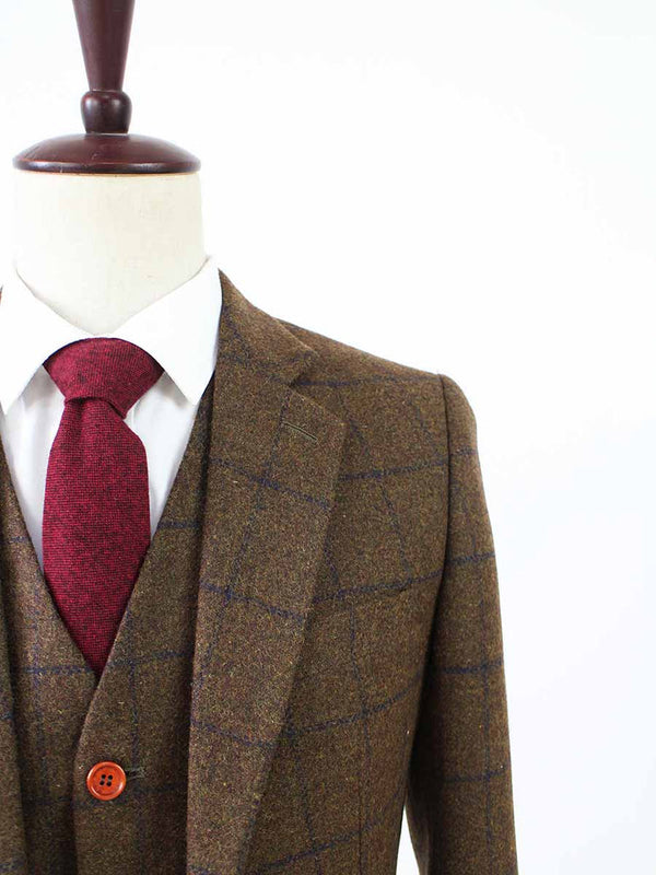 Costume 3P Tweed à Carreaux Brun - Stratos