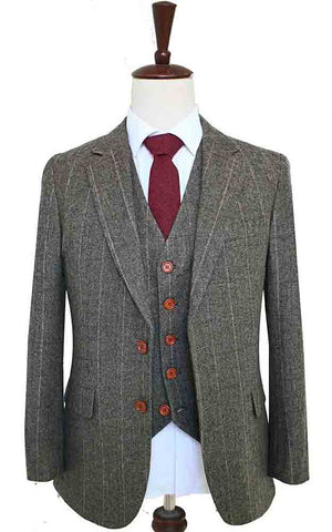 Costume 3P Tweed à Chevrons Campagne - Stratos