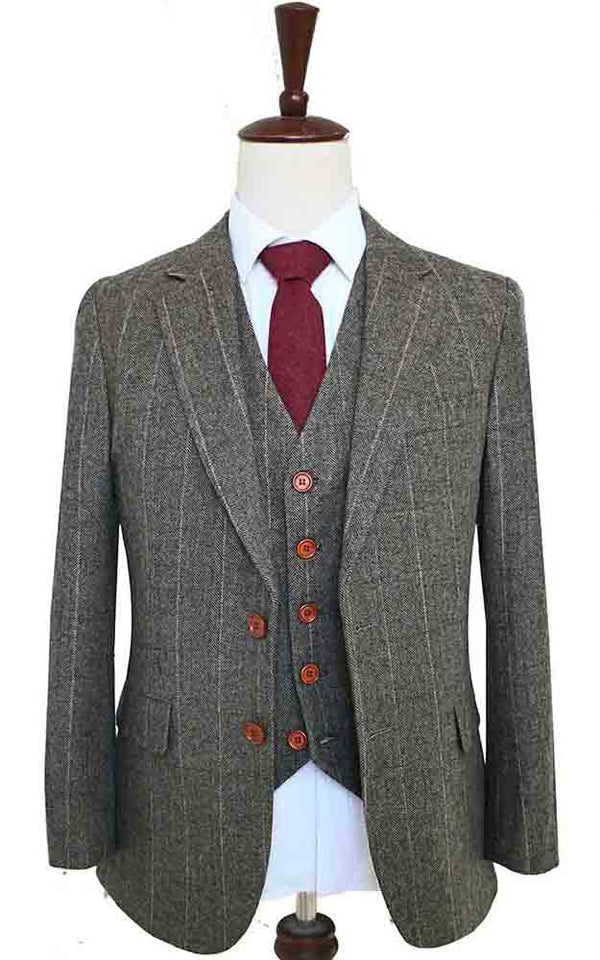 Costume 3P Tweed à Chevrons Campagne - Stratos