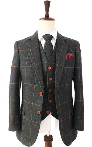 Costume 3P Tweed à Carreaux Vert - Stratos
