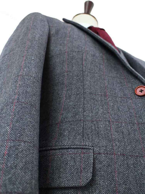 Costume 3P Tweed à Chevrons Gris Moyen - Stratos